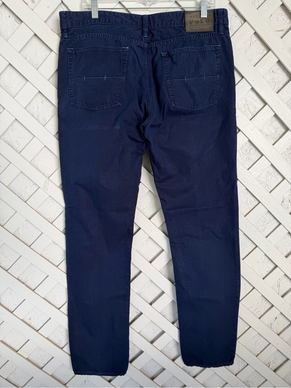 Ralph Lauren Men's Slim Straight Leg Jeans in Navy Blue Linen Blend 36x34